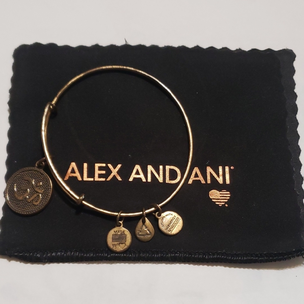 Alex and Ani Gold Tone Charm Bangle